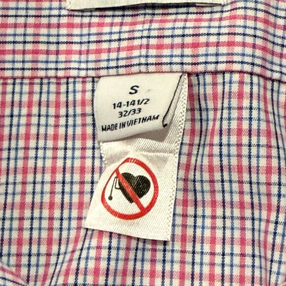 Magna Click Men’s Long Sleeve Small 14-14.5 | 32/33 Pink/Blue Plaid Adaptive - Picture 2 of 11